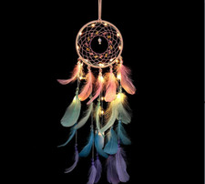 Dream Catcher ligh up With Colorful True feathers D cor Ornament and girls gift