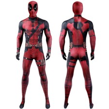 Deadpool 3 Jumpsuit Cosplay Suit  Face Shell Belt Wade Wilson Costume Halloween