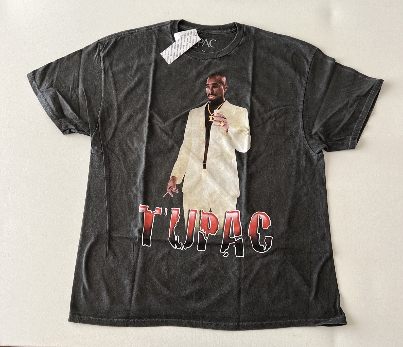 FILA NUOVA maglietta Tupac Thug Life outfitters da uomo taglia XL