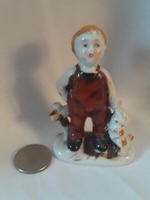   Vintage Occupied Japan Miniature 3.25" Boy with Dog  