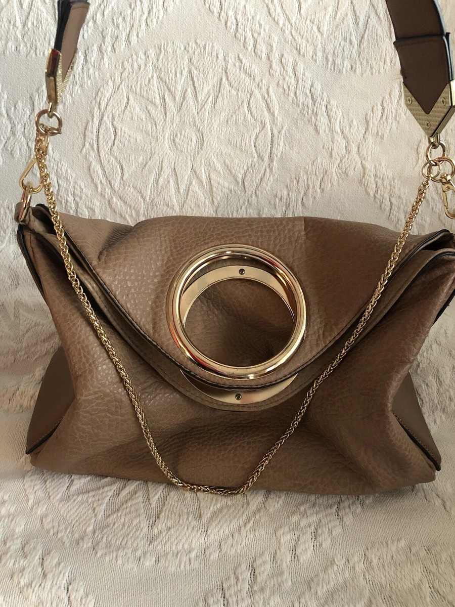 Beautiful Tote Bag Purse Tannish Brown Gold Chain Shoulder Strap No Brand  Name