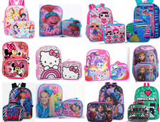 Little Girls School Backpack Lunch box Set Large Cartoon Book Bag Kids Children