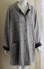 Nwt Eileen Fisher Sz 3x Stunning Cotton Chevron Knit Long Coat Jacket Lux Gray