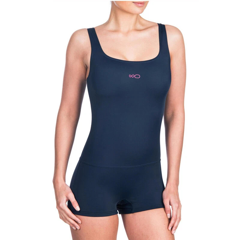 BADEANZUG SCHWIMMANZUG SCHWIMMER NAVYBLAU MIT BEIN 36 38 40 42 44 46 48 50 DAMEN - Bild 2 von 4