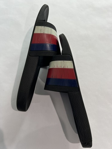 Gucci Web Rubber Slides in Black Red White Blue - Picture 6 of 9