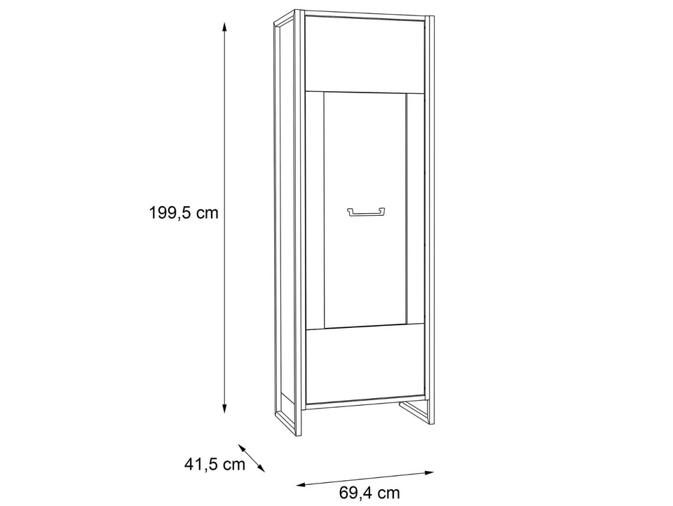 Wohnzimmerschrank Vitrine Schrank 5 Fächer HANIKA Dekor Eichefarbig Betonfarbig - Bild 3 von 4