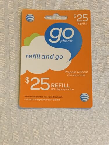 25 $ AT&T Nachfüllpackung Nachladen Sendezeit GO Telefonkarte Prepaid Aufladen ATT 10 $ 15 $ 50 $ 60 - Bild 1 von 1