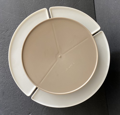 Rubbermaid Lazy Susan Complete Set Round Turntable w 3 Compartments Tan Vintage - Picture 7 of 13