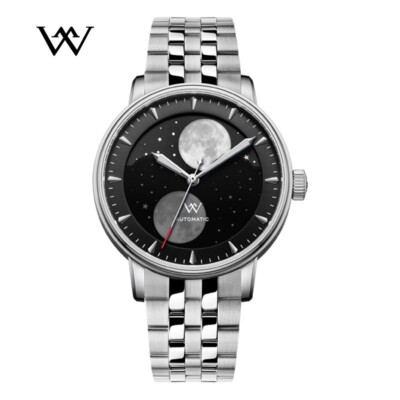 Welly Merck Men's Watch Automatic Mechanical 5ATM Moon Phase Sapphire Luminous