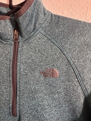 THE NORTH FACE Sweater Youth Medium Long Sleeve Quarter Zip Blue Teal - Picture 3 of 7