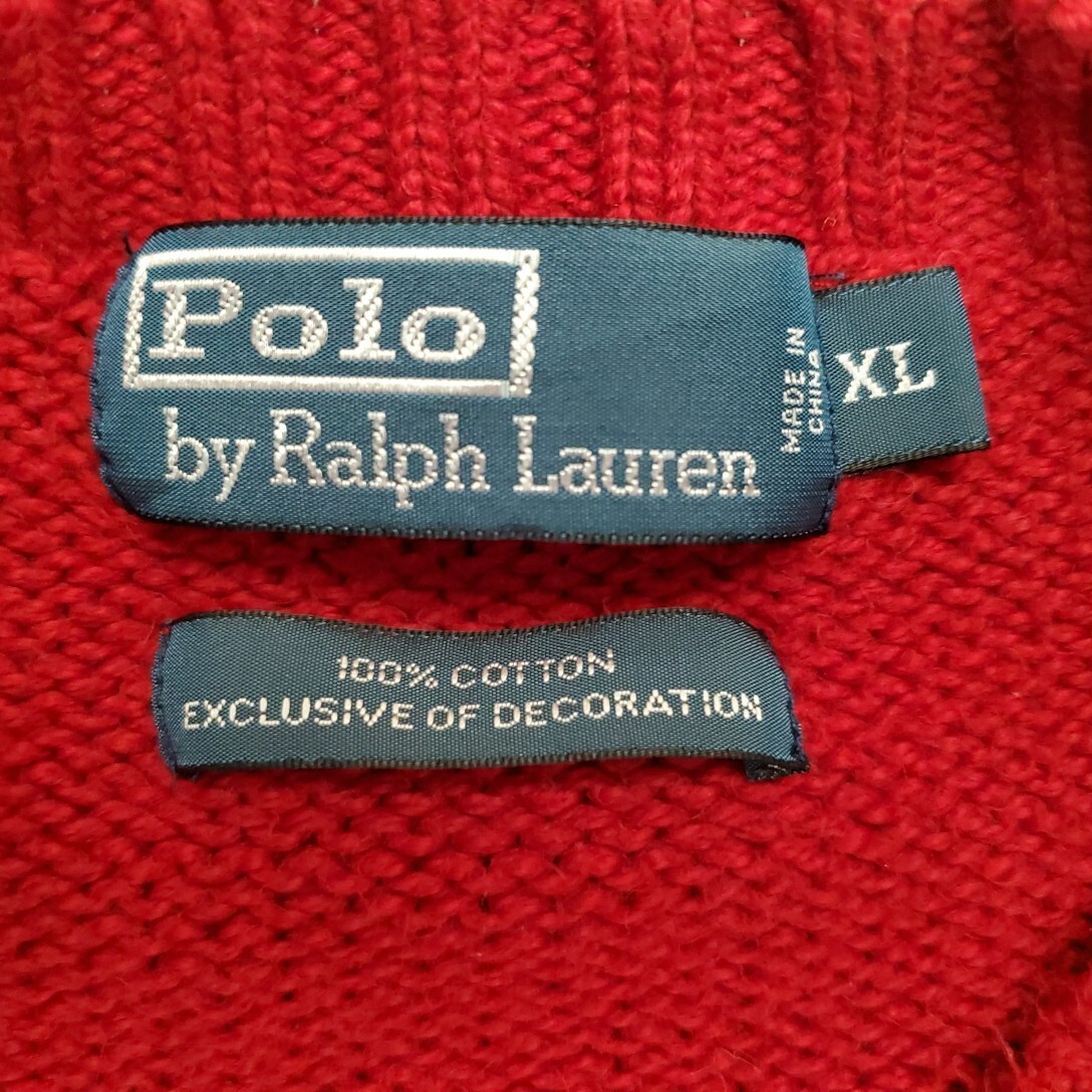 Polo Ralph Lauren maglione uomo extra large rosso maglia manica lunga 100% cotone pony