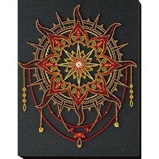 Bead Embroidery Kit Sun pattern Beaded stitching Beadwork DIY Abris Art