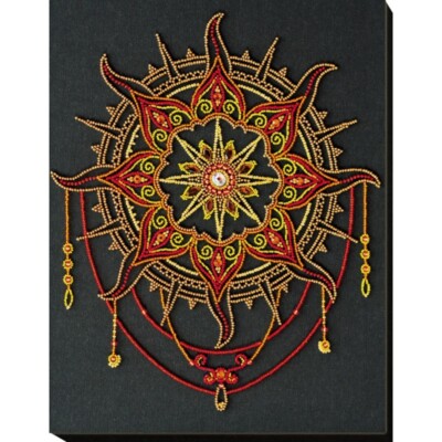 Bead Embroidery Kit Sun pattern Beaded stitching Beadwork DIY Abris Art
