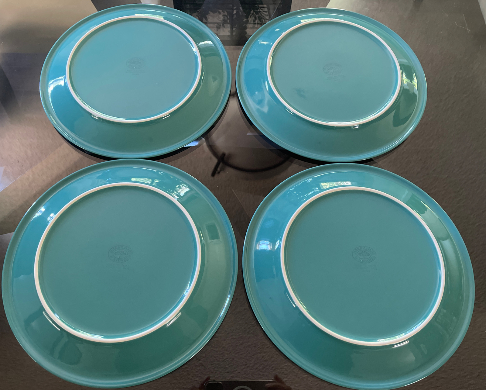 Baker Hart & Stuart turquoise Dinner Plates Microwave Safe Made In