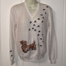 Darling Vtg 60s/70s Scottie dog paw print sweater