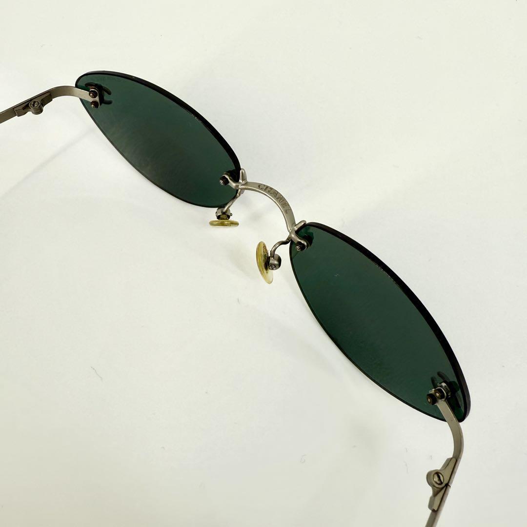 Chanel 4003 Sunglasses Rimless Coco Mark Dark Blue Gray Lens