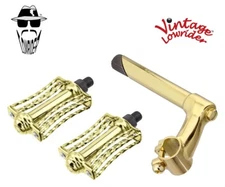 Vtg Stem Classic 21.1 Gold & Pedals Butterfly Triple Square Twisted 1/2" Gold
