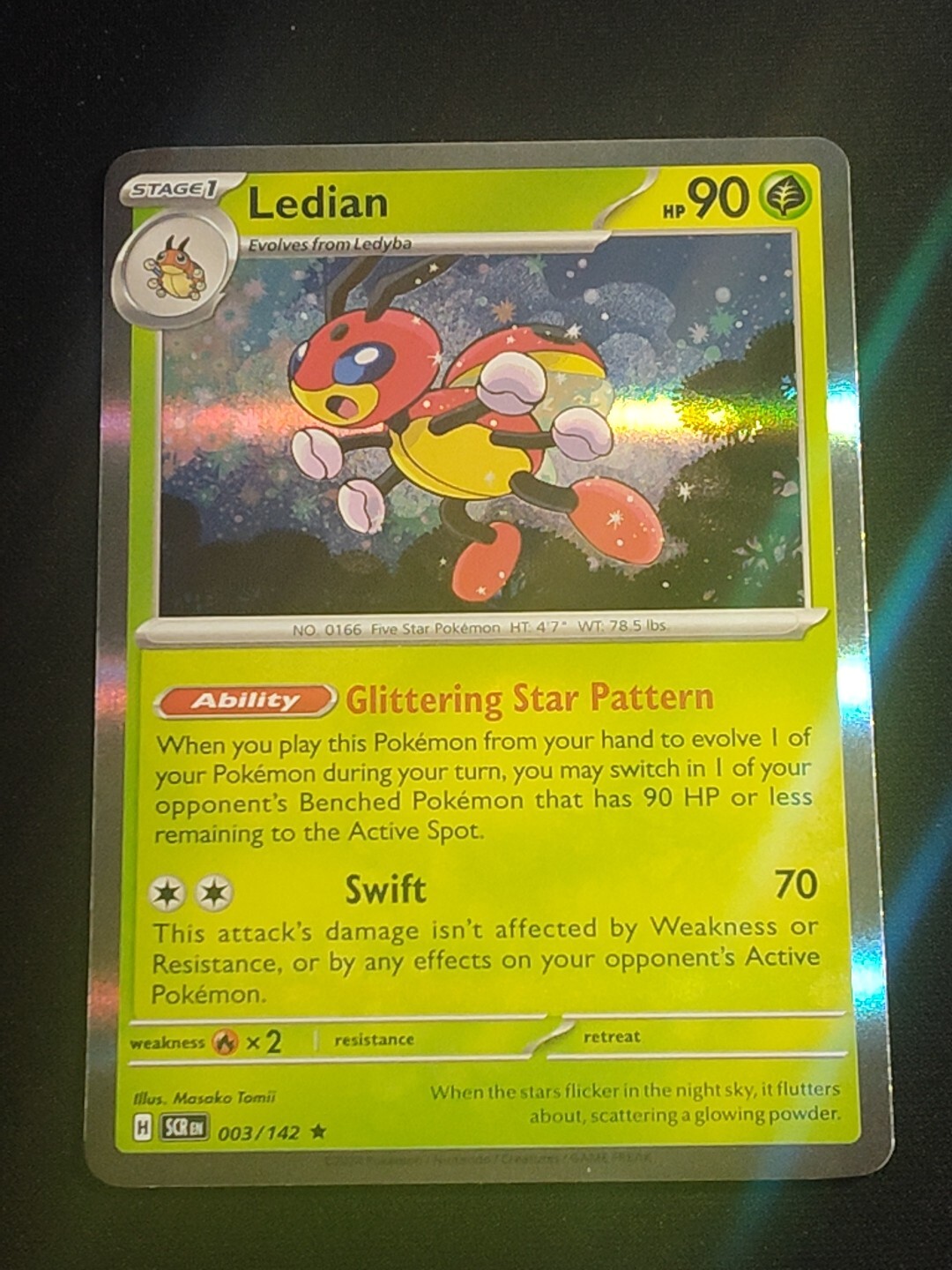 Ledian 3/142 Pokemon TCG Stellar Crown Holo Foil Rare Card Near Mint NM
