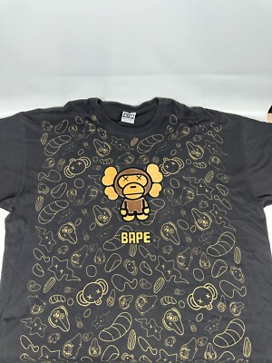 Bape x Kaws Milo Animal Kingdom Black Shirt Men 4XL Tall Pro Champ Tag *Preowned