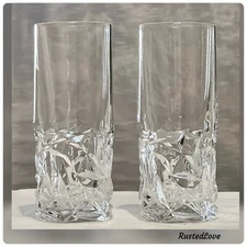 Rock Cut Tiffany And Co Crystal Highball Glasses Blown Glass Germany - A Pair