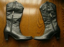 Vintage Black 100 Leather Boots Size 36 P
