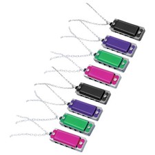 8Pcs Mini Harmonica Necklace Cute 4 Hole 8 Tone Necklace Music Party Favor
