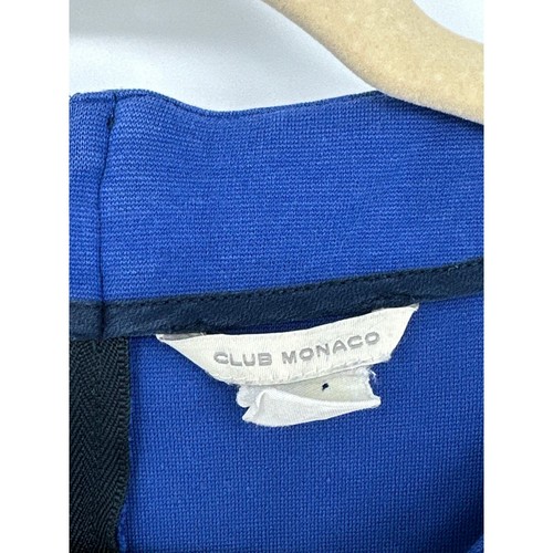 Club Monaco Peplum Blouse Blue Short Sleeved Ponte Fabric Size M - Picture 3 of 11