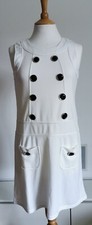 BNWT Boohoo White Black Buttons Mini Sleeveless Shift Dress Size UK 8 
