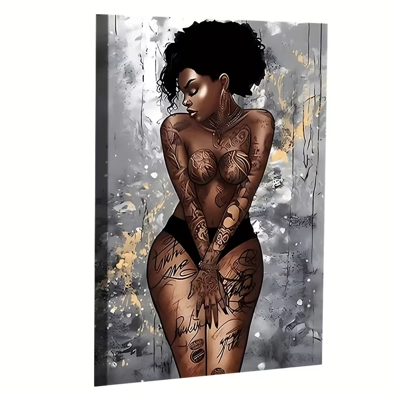Black Elegant Sexy African Beautiful Woman Canvas Painting Print 24x36 decor - Image 2 of 4