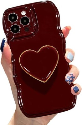 Cute Case for iPhone 14 Pro Max 6.7'', Wine Red Soft TPU Shockproof Cover with S