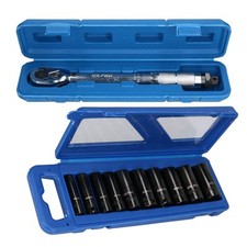 3/8" Antrieb Drehmomentschlüssel 19 - 110 Nm mit 8 Tiefschlag-Stecknüssen 10 ...