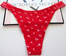 VICTORIA'S SECRET PINK Cotton Logo High Leg Thong Panty VS Red Cherries S M L XL