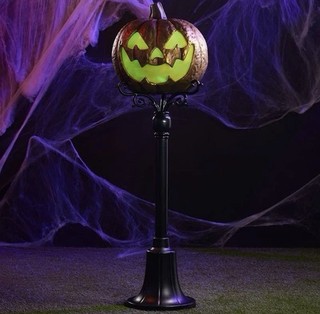 Cracker Barrel Esclusivo Halloween Fiammeggiante Jack O Lantern Lampione Post Nuovo con Scatola