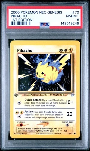 2000 POKEMON NEO GENESIS 1ST EDITION #70 PIKACHU PSA 8