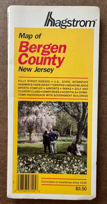 Vintage 1994 Hagstrom Pocket Map of Bergen County New Jersey road