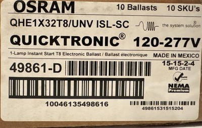 Sylvania Quicktronic QHE 1X32T8/UNV ISL-SC Ballast - New Case of 10