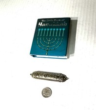 VTG Ornate Silver-Tone Mezuzah Case W/ 10 Commandments Design & Parchment Scroll