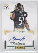 2012 Panini Playbook Signatures Green 1/5 Sean Spence #161 Rookie Auto RC 1b8