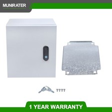 Industrial Steel Enclosure Box 12x10x6" NEMA 4X IP56, Lockable w/Mount Plate