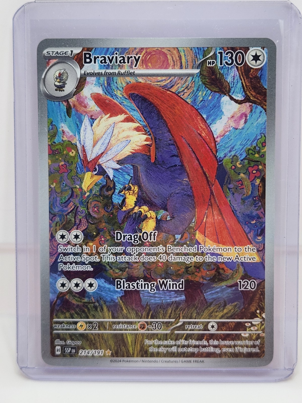 Pokemon TCG Braviary 214/191 2024 Surging Sparks Illustration Rare Card