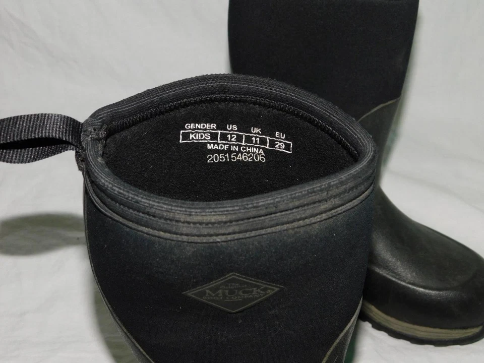 Botas Muck Niños Talla 12 Negras Nieve Lluvia Botas Impermeables Niños Niñas Media pantorrilla Foto 2 de 4