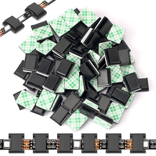 80 PCS Light Strip Mounting Clips Self Adhesive Led Light Fasteners 10 mm Black - Afbeelding 2 van 7