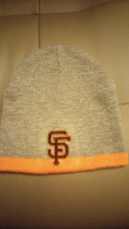 MLB San Francisco Giants Beanie Hat Knit Youth Size Medium Grey And Orange 