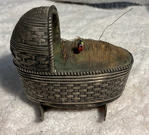 Sterling Silver Rocker Cradle Crib Pincushion Nevius Co.  Of New York Antique