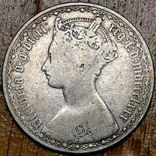 1880 Queen Victoria Gothic Florin Great Condition 11.1g Sterling Silver No Die
