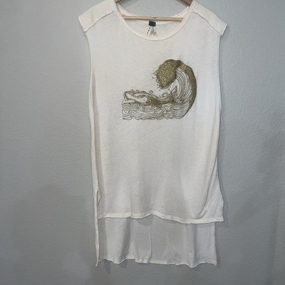 We The Free FP Women s IVORY Barbary Graphic Oversize Muscle Tee P+S+