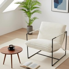 Industrial Lounge Sling Accent Armchair Metal Frame W/ Cushion Living Room UK