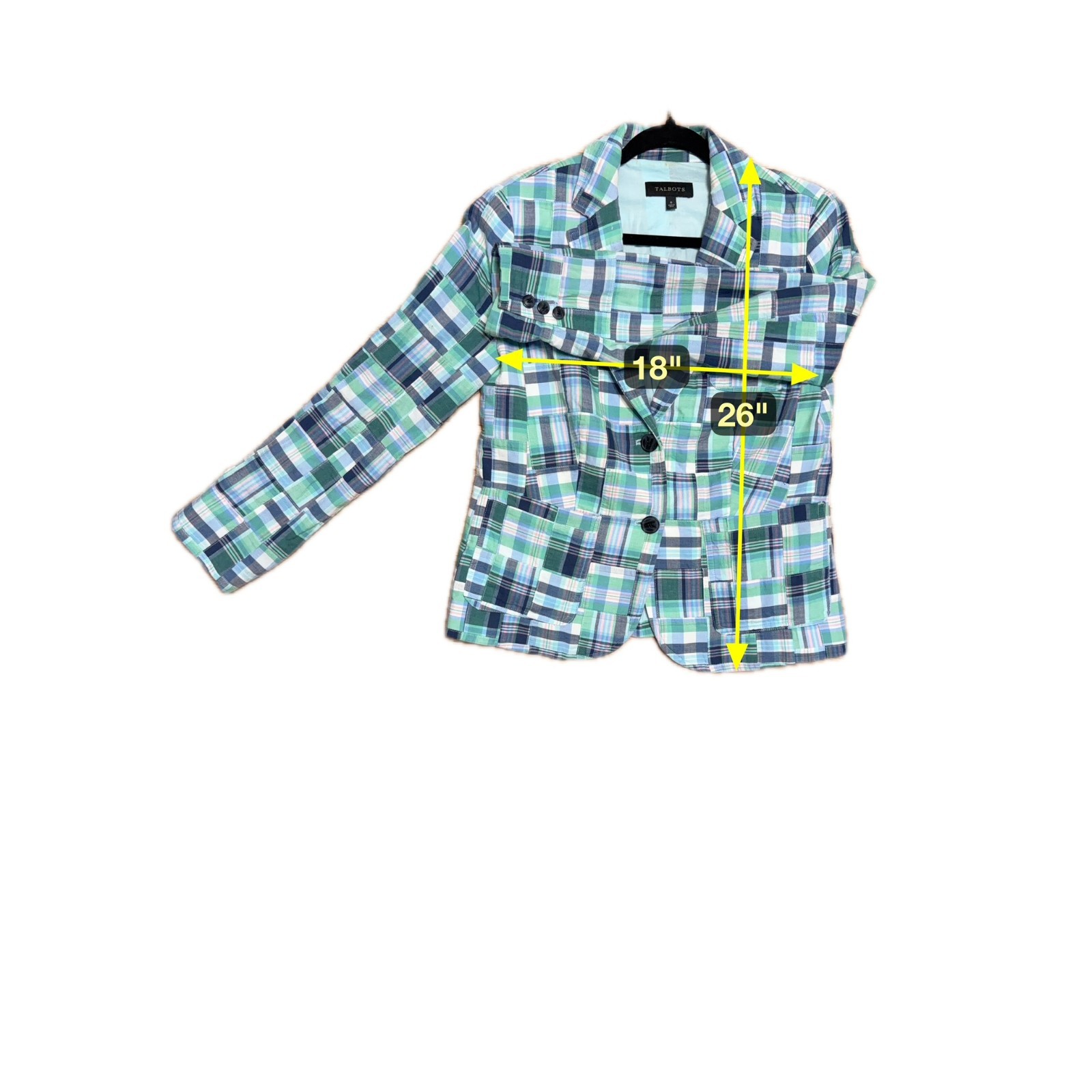 Talbots Madras Plaid Cotton Patchwork Blazer Jack… - image 8