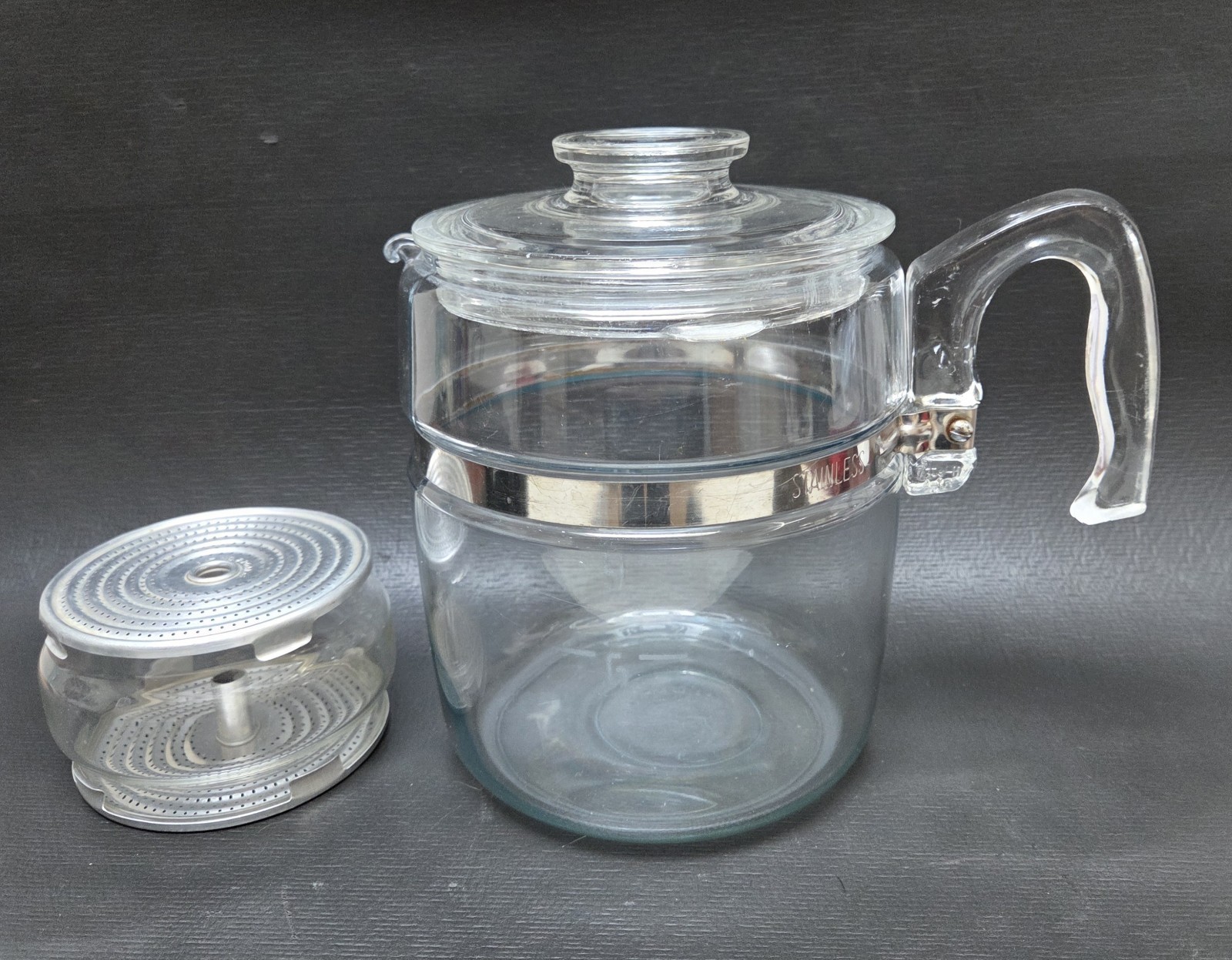 Pyrex 9 Cup Flameware Glass Coffee Pot, Basket & Lid ...Please Read
