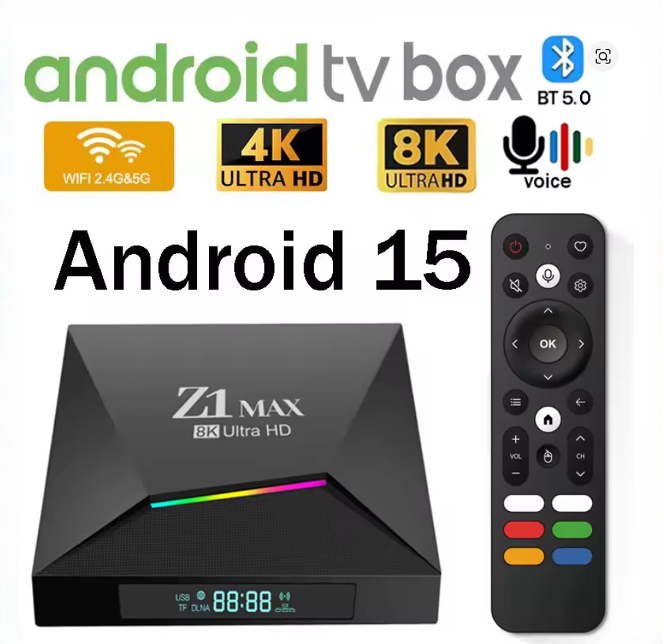Box Android TV 15.0 sans saccade Z1 Max Ultra HD pour corriger les lenteurs de streaming
